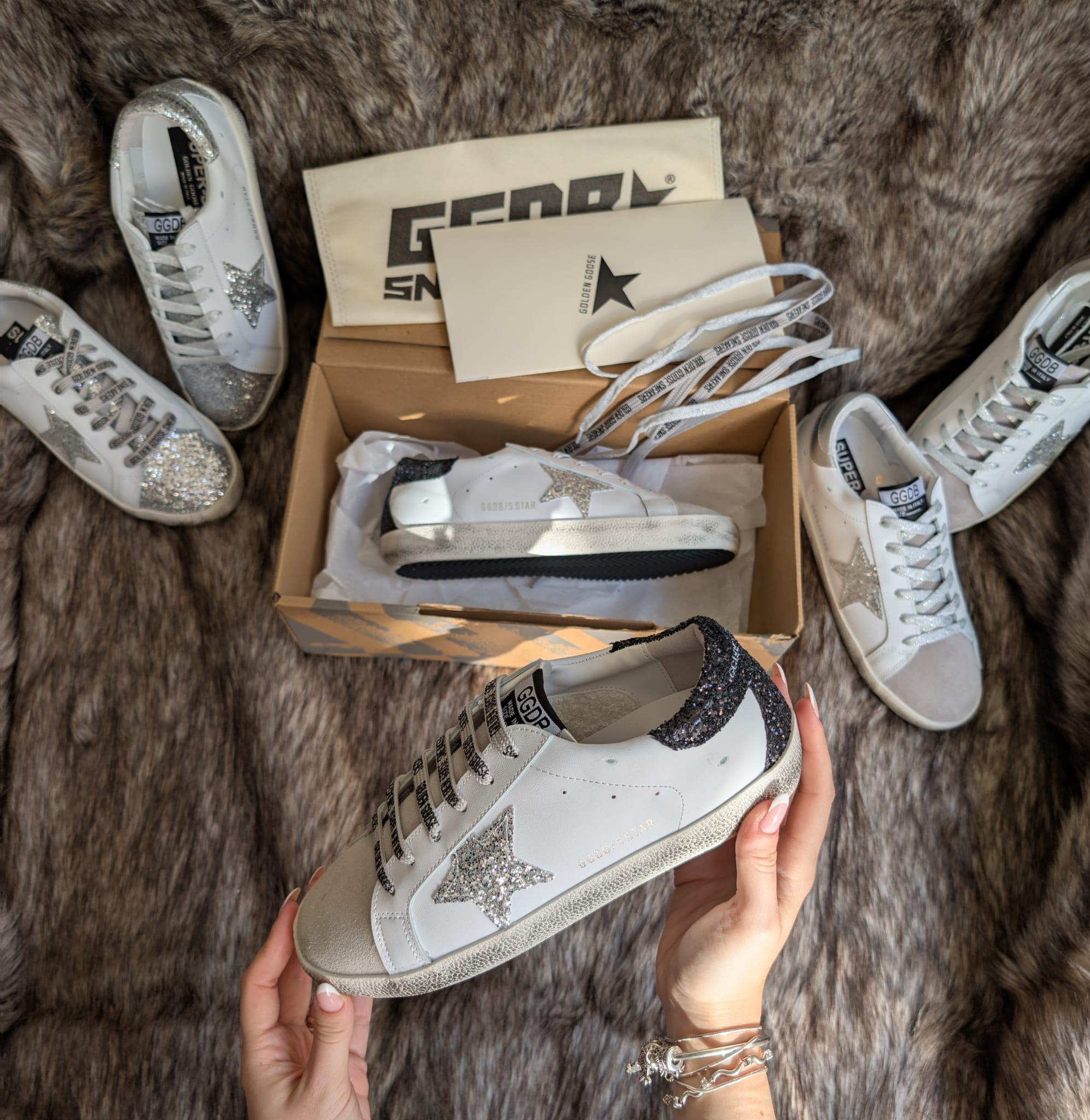 Golden Goose Deluxe Gümüş Siyah