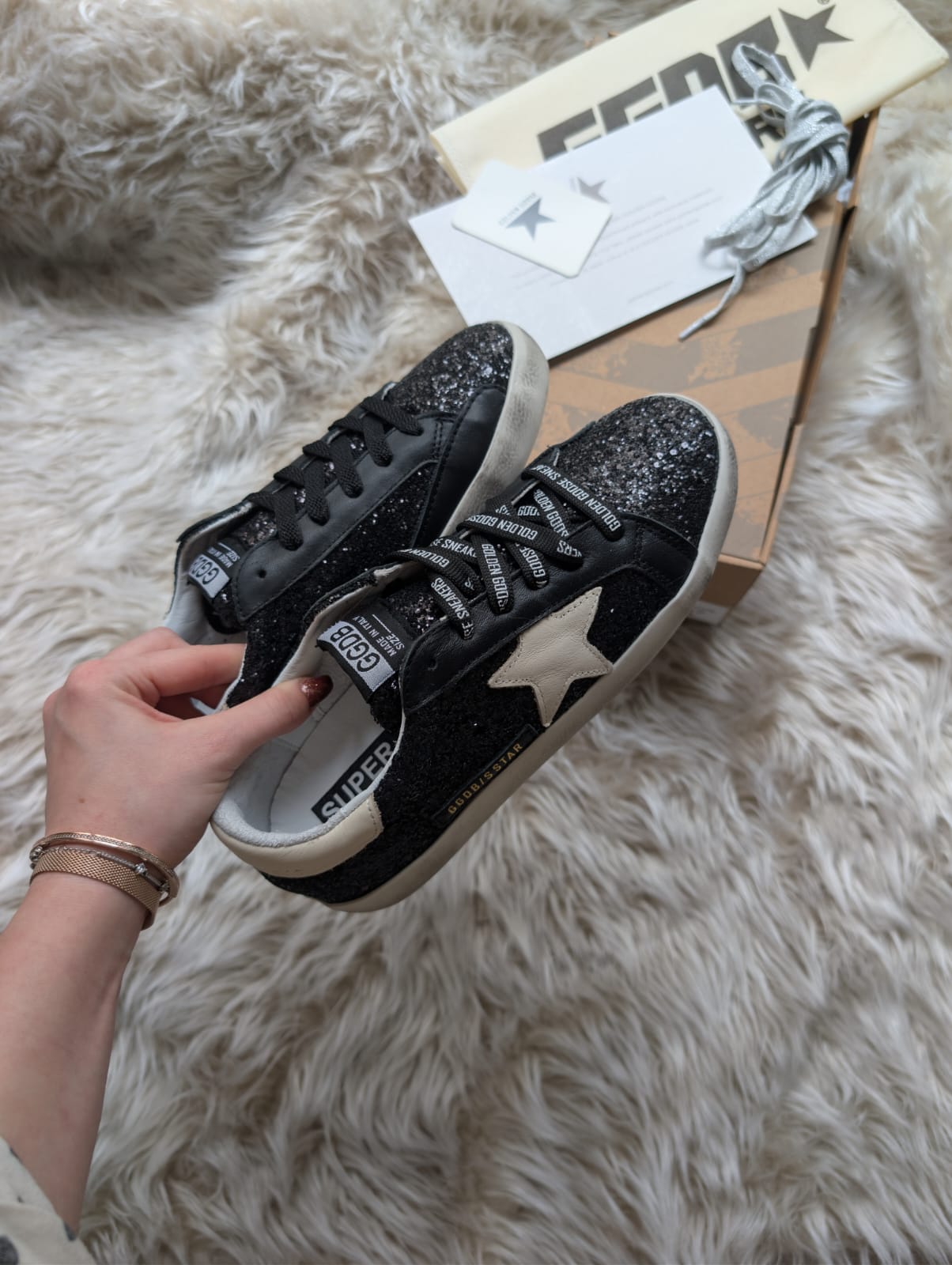 golden goose deluxe full simli siyah