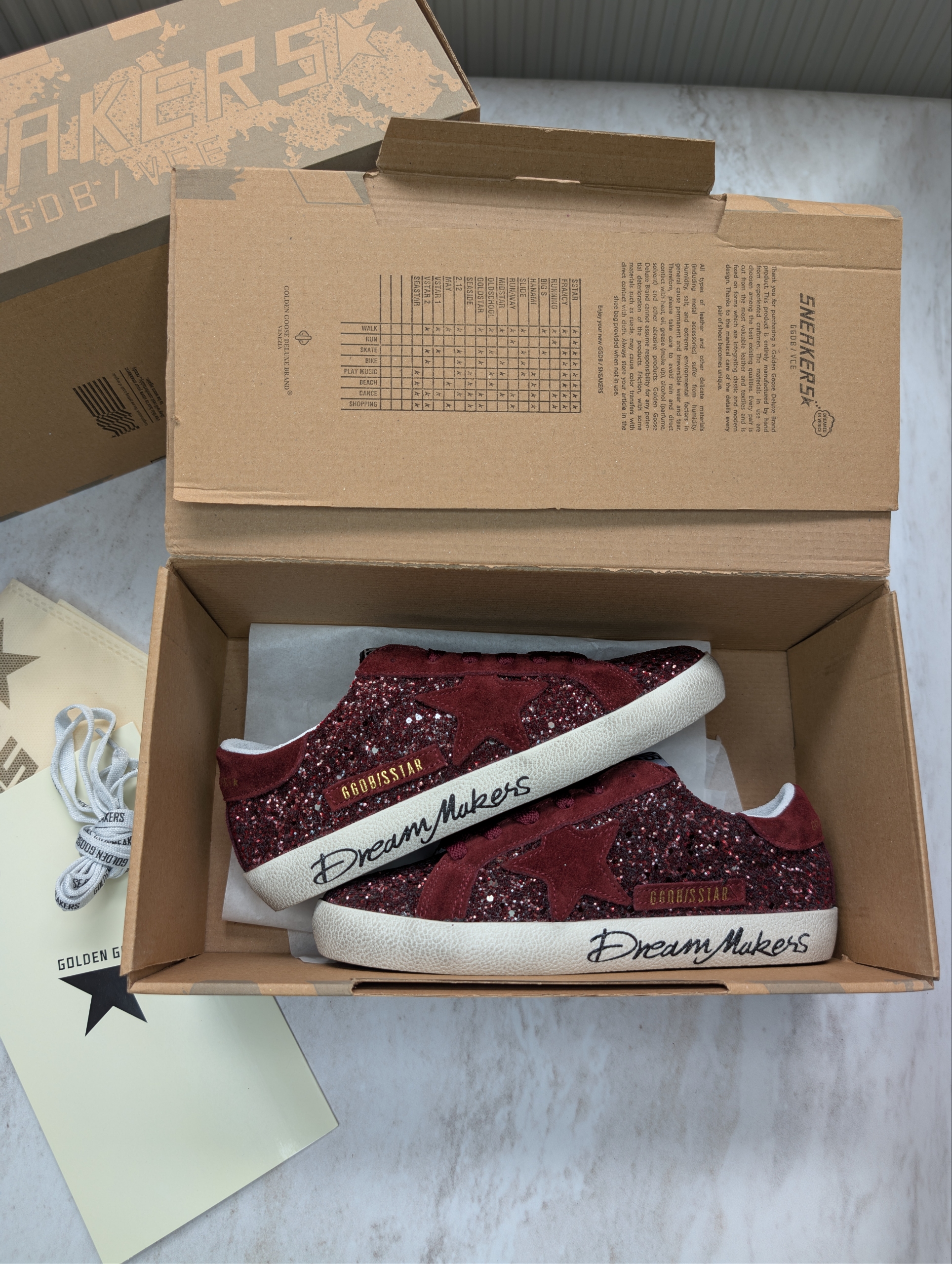 Golden Goose Deluxe Bordeaux Glitter