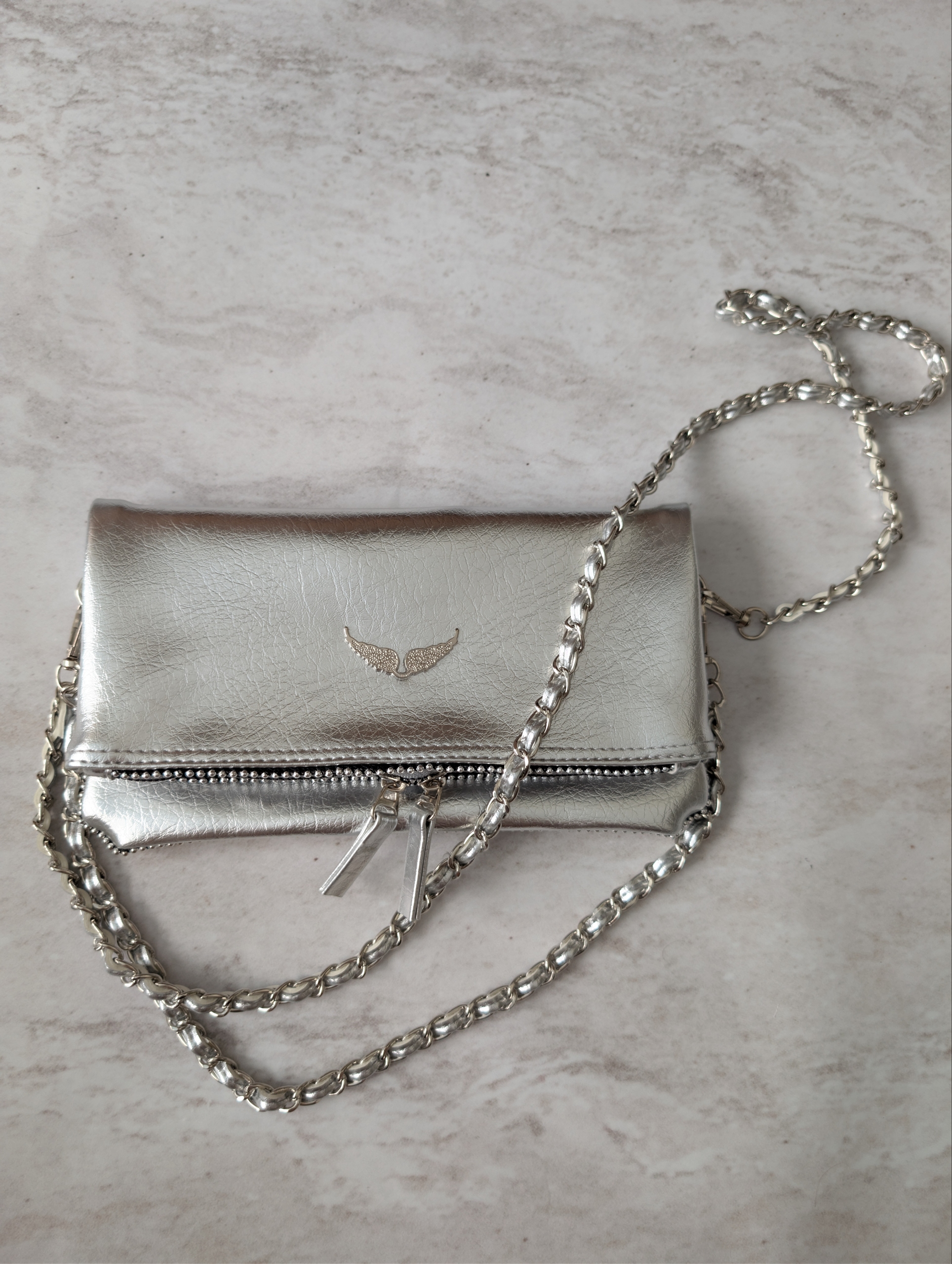 Zadig Çanta Silver  Çift Zincirli